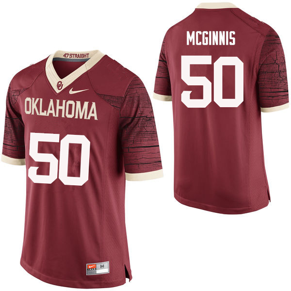 Men Oklahoma Sooners #50 Arthur McGinnis College Football Jerseys Limited-Crimson